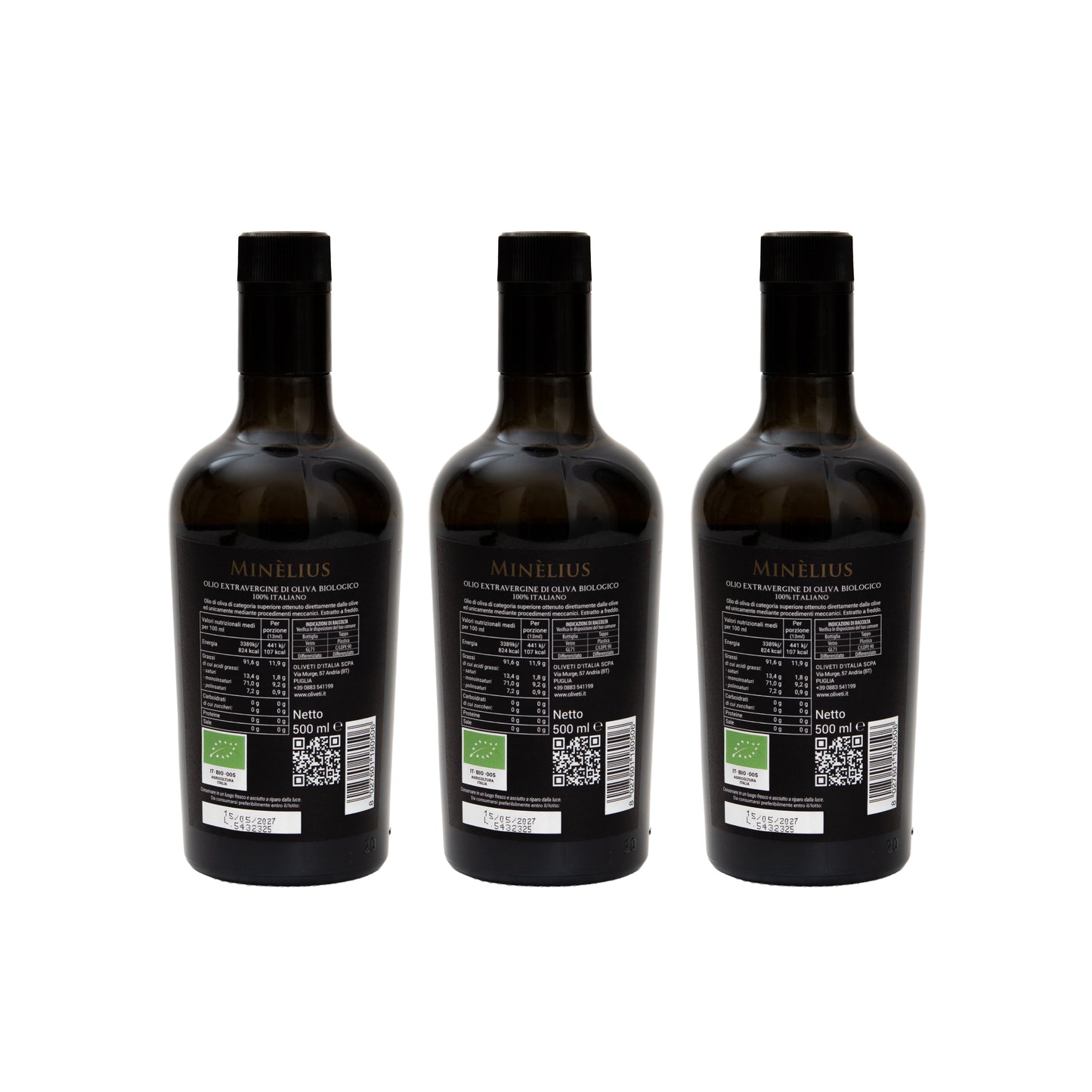 Minelius Organic Olive Oil - 3 bottles