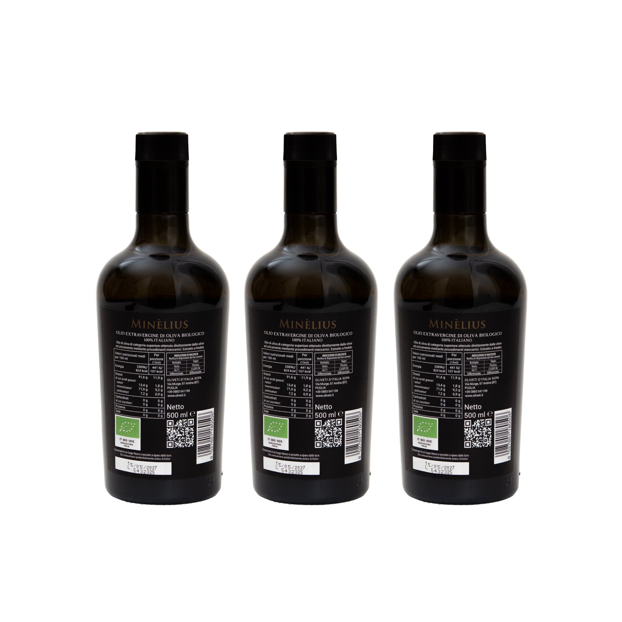 Minelius Organic Olive Oil - 3 bottles